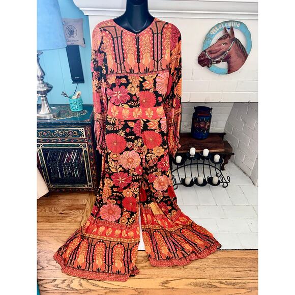 NINE LIVES BAZAAR AUSTRALIA FLORAL HIPPIE BOHO PRINT JUMPSUIT S - Picture 8 of 10
